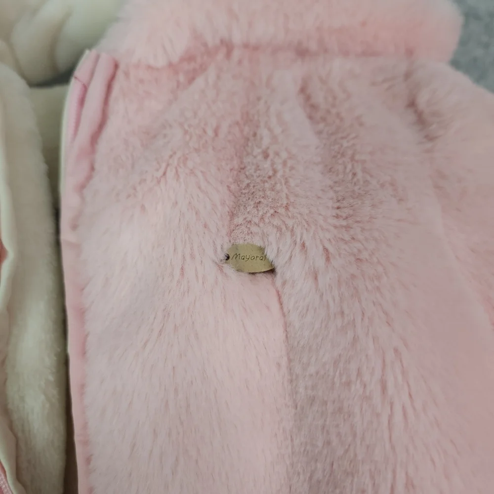 Mayoral Blush Pink Reversible Faux Fur Hoodie Coat